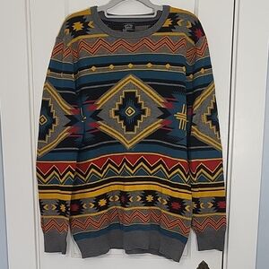 Multicolor Southwestern Design Pullover Sweater